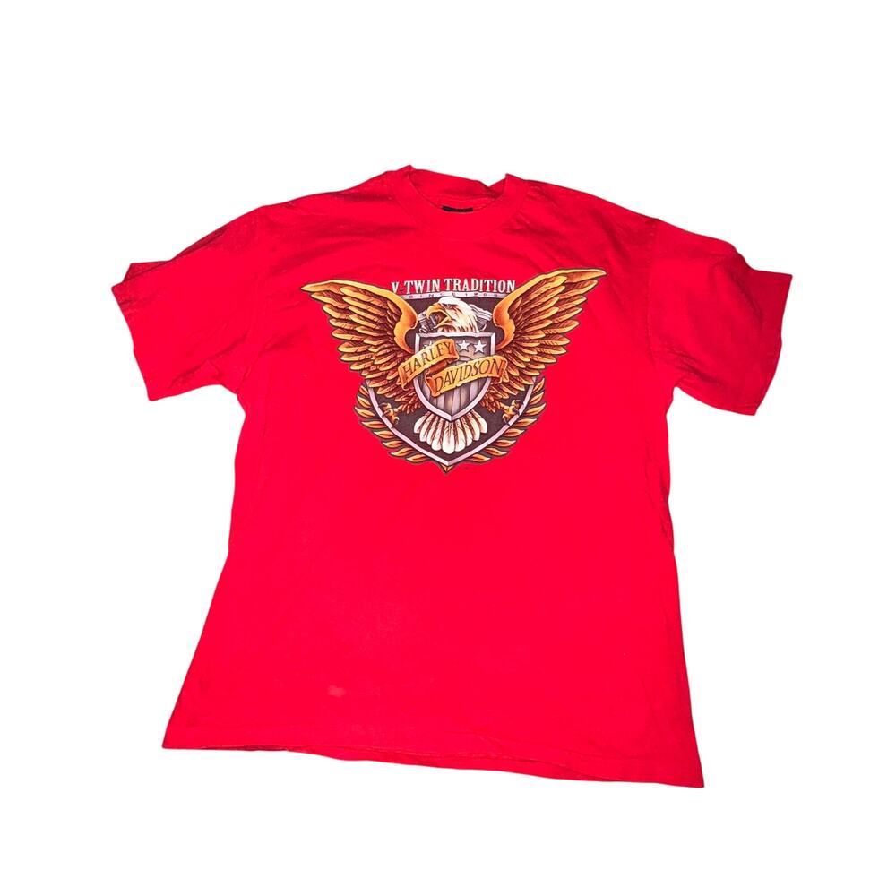 Vtg 1995 Harley Davidson T-Shirt Men's Sz L Red Nutter Fort WV S/S Single Stitch